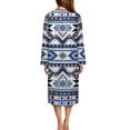 thumbnail image 2 of Yuyamidu Aztec Ethnic Gemoetric Bathrobe Sleepwear for Women Lightweight Long Sleeve Robe with Zipper Long Robes Blue Dressing Gown Plus Size 2XL Comfy Nightgowns, 2 of 7