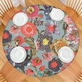 thumbnail image 2 of Floral Elastic Fit Round Tablecloth with Water-Resistant Surface, Polyester Fabric for Indoor or Patio Use, Fits 44-52 Inch Dining Tables, 2 of 6