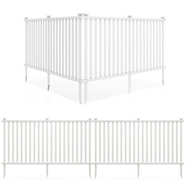 Gymax 2PCS 80'' x 39'' Vinyl Picket Fence 2 No Dig Fence Panels for Soft Ground White