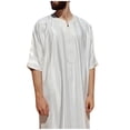 thumbnail image 1 of Men's Striped Printed Robe - V-Neck Middle Sleeve, Polyester/Spandex Blend, Casual/Party Wear, Hand Wash Cold, 1 of 7