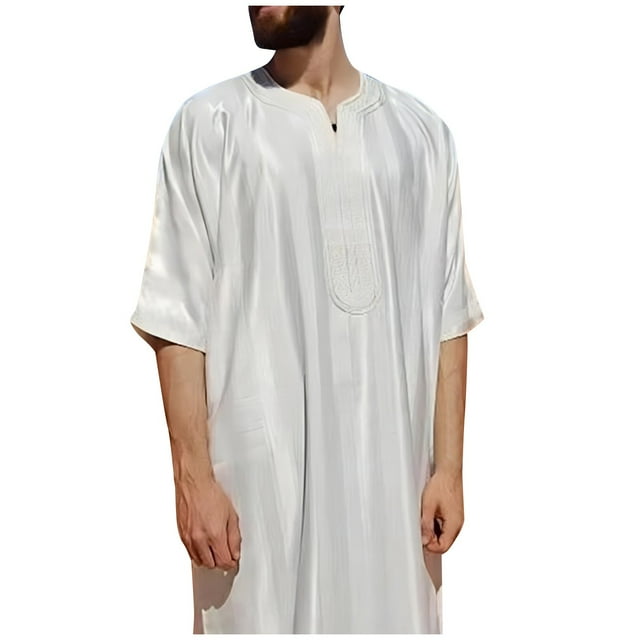 Robe Rayée Imprimée pour Hommes - Col en V Manches Mi-Longues, Mélange Polyester/Spandex, Tenue Décontractée/fête, Lavage des Mains Froid