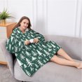 thumbnail image 5 of Oversized Wearable Blanket Hoodie,Green Christmas Tree Pattern Sherpa Blanket Hoodie with Super Pockets,Super Warm Fuzzy Pullover for Women & Men, 5 of 6