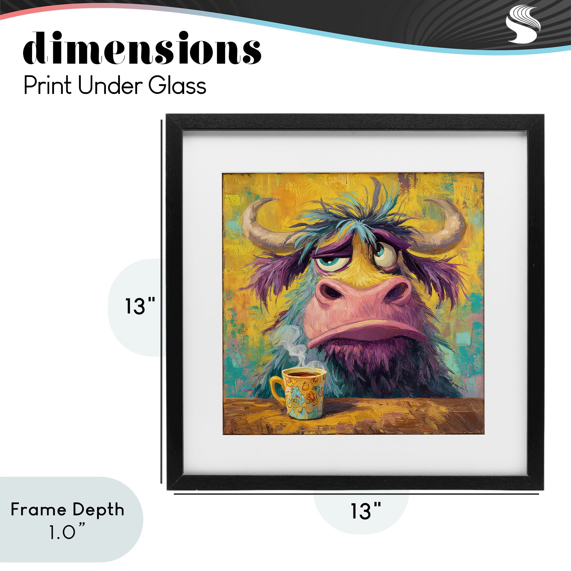 Stupell Industries Grumpy Cow & Mug Black Framed Print Under Glass, design by The Wands Want