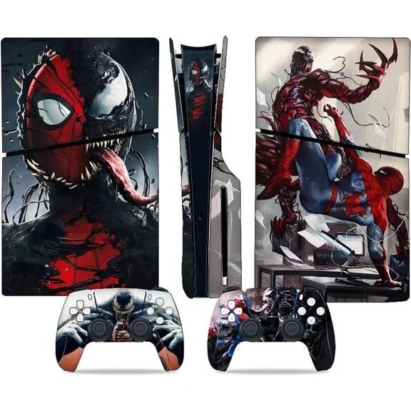 For PS5 Slim Disc Edition Skin - Slim Disc Edition Console and Controller Accessories Cover Skins PS5 Controller Skin Gift ps5 Skins for Console Full Set PS5 Skin Spider