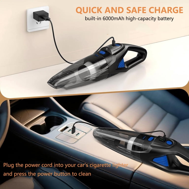 car vacuum cleaner that plugs into cigarette lighter Trakar Handheld Vacuum Cordless, 28000pa Strong Suction Hand Held Car Vacuum Cleaner, Portable Hand Vacuum Rechargeable with Nozzles & LED Light for