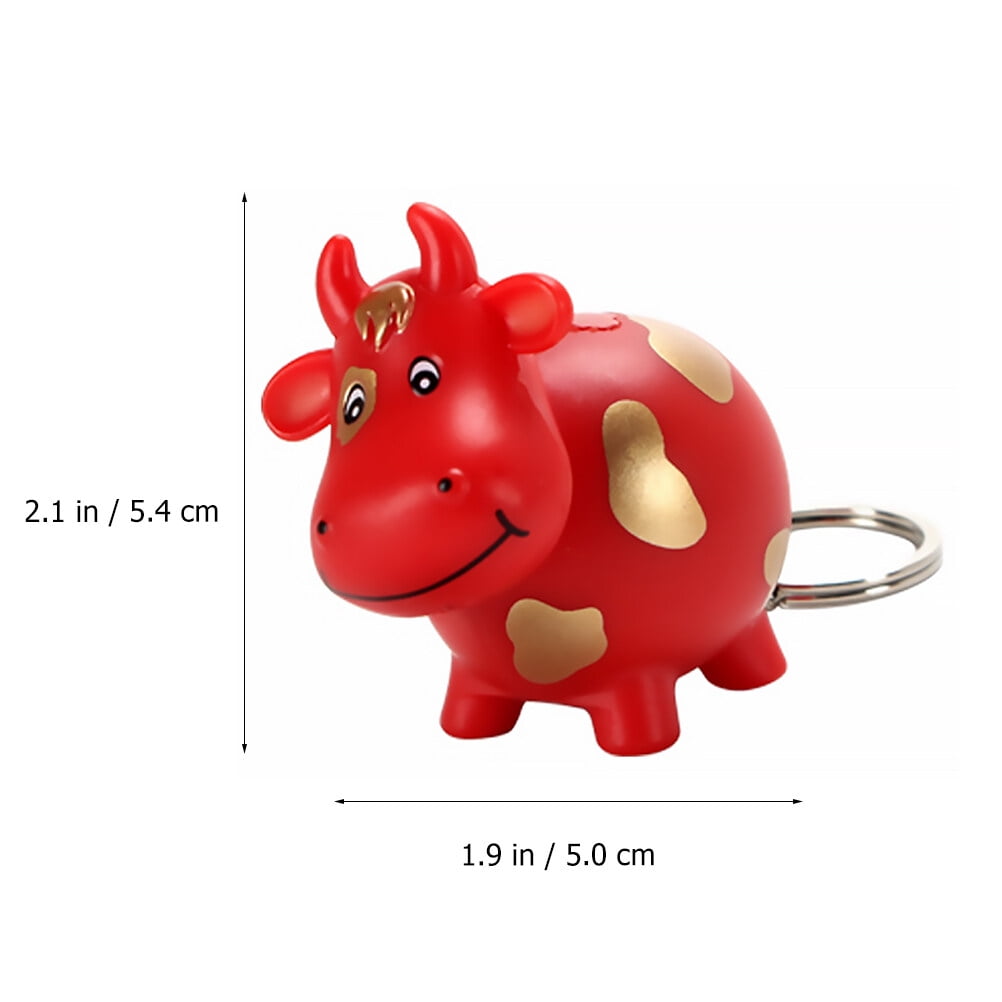 Adorable LED Cow Cattle Keychain with Sound Flashlight Mini Fun Toy for