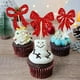 thumbnail image 4 of Decoraciones navideñas, adornos navideños, regalos navideños, banderines de papel con lazo rojo brillante para fiestas navideñas, insertos para pasteles, paquete de 24 banderines de papel., 4 of 6
