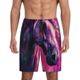 thumbnail image 3 of Lsque Watercolor Painting White Horse Mens Sleep Pajama Shorts,Short Pajama Pants, Cotton Ultra-Soft Knit-3X-Large, 3 of 9