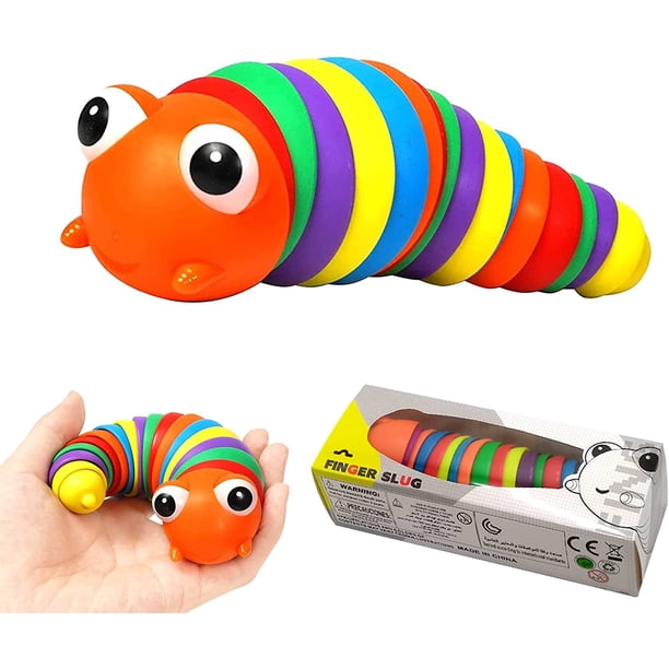 Juguete, Sensorial Slug Juguetes de Escritorio Anti-Ansiedad Alivio Descompresión Slug para Relajación Flexible Sensory Stim Toy, para Autismo, Niños Adultos, Caterpillar Juguetes de Escritorio para Regalos (Naranja) Rojo Verde