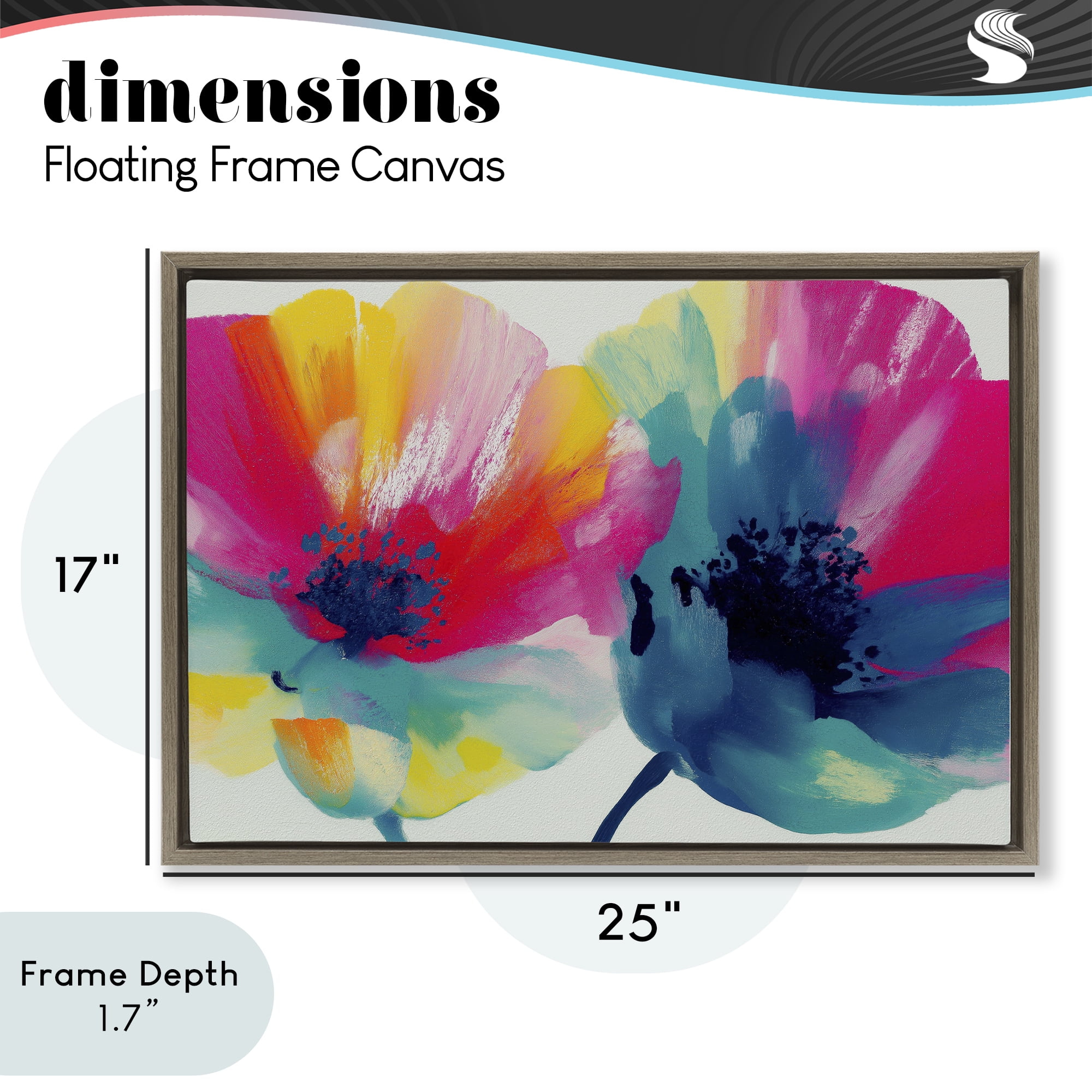 Stupell Industries Two Colorful Poppies Brown Framed Floater Canvas Wall Art, design by Chromatic Storm Studio