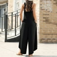 thumbnail image 6 of XIAfhje Jumpsuits For Women Casual Summer Rompers Sleeveless V Neck Jumpsuits Loose Overalls With Pockets Wide Leg Long Pants Overalls, 6 of 8