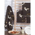 thumbnail image 2 of Japanese Style Kitchen Dish Towels for Drying Dishes Set of 4, Vintage Cranes Ocean Wave Black Grey Waffle Weave Microfiber Hand Tea Bathroom Towels Quick Dry & Absorbent Towel 15.7x23.6, 2 of 7