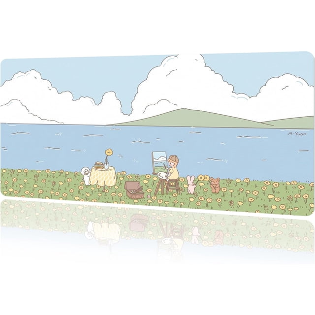 Cute Desk Mat Kawaii Mousepad Anime Aesthetics Desk Pad XXL Cute Checke and Mouse Pad Computer Keyboard Mat Office Desk Pad Protector .&#;X.&#;
