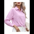 thumbnail image 2 of Camisas de Algodón para Mujer, con Botones, Cuello, Larga, Blusas Antiarrugas. Púrpura M, 2 of 10