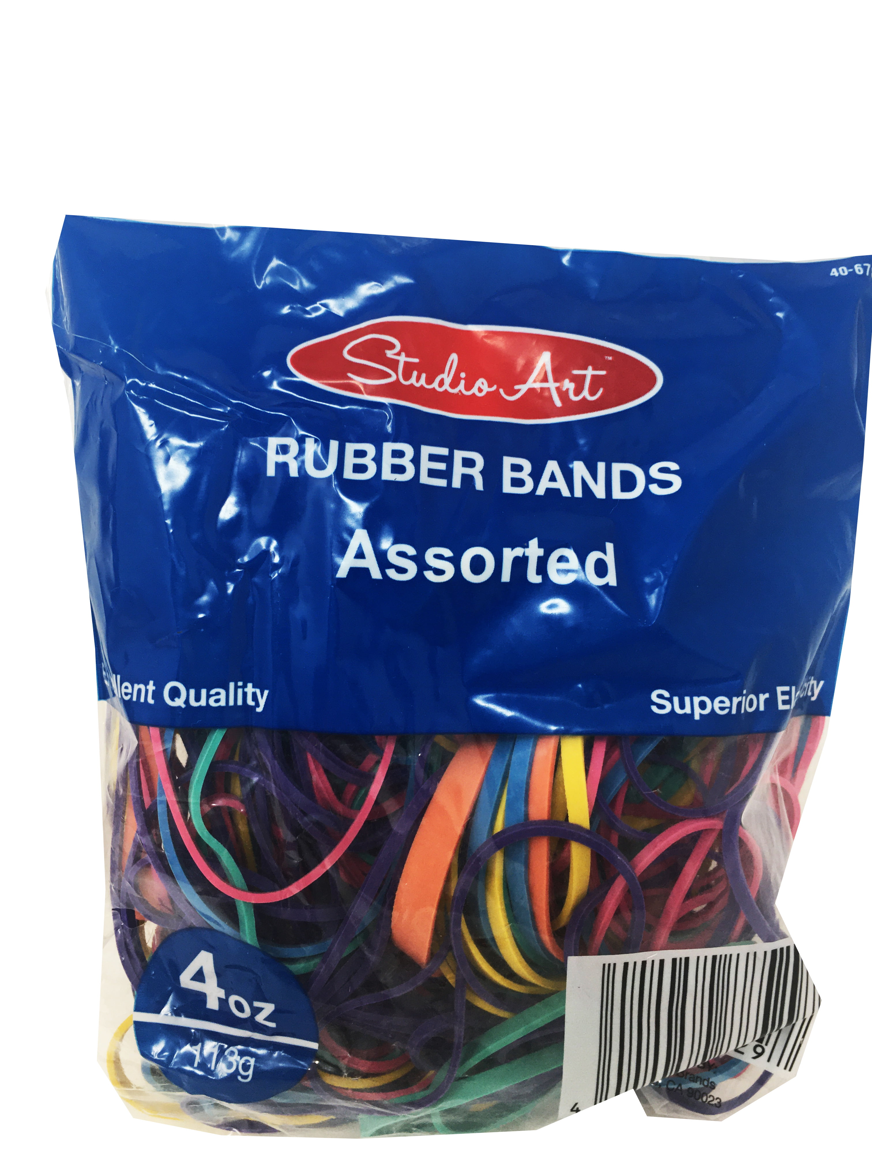 Studio Art Rubber Bands Assorted Colors 4 Oz Each pack of 2