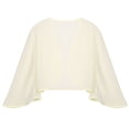 thumbnail image 4 of Vxuxlje Women Lightweight Solid Bolero Shrug 3/4 Sleeve Cropped Open Front Cardigan Shawl Champagne XL, 4 of 5