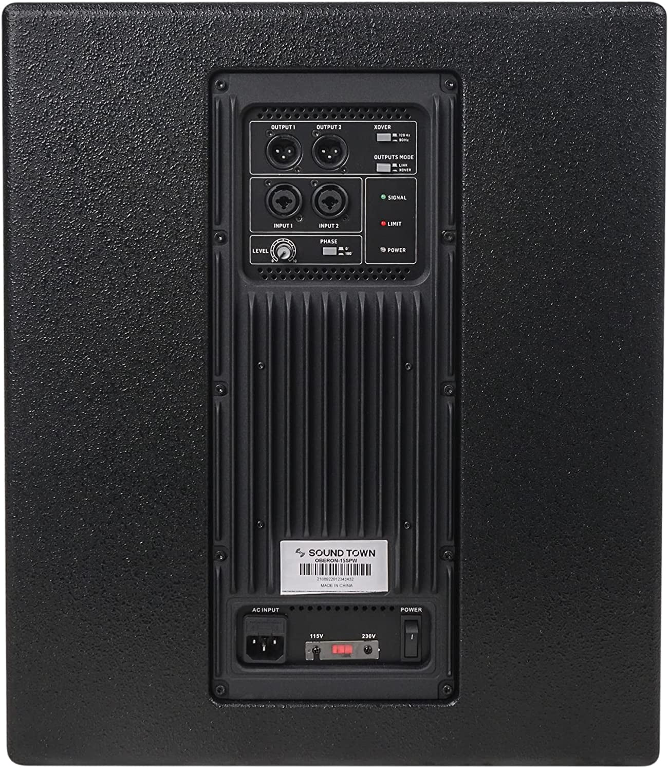 Sound Town OBERON Series 15" 1400W Powered PA/DJ Subwoofer with Class-D Amplifier, LPF and Selectable DSP Output Modes, 4" Voice Coil, 100 oz Magnet, Birch Plywood, Black (OBERON-15SPW)