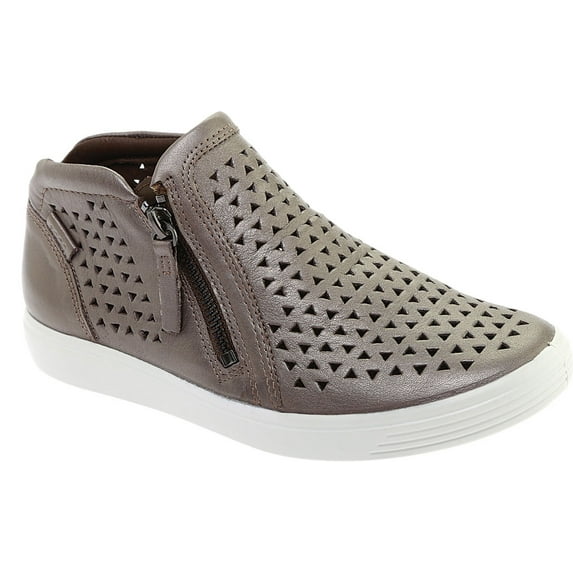 Women's ECCO Soft 7 Laser Cut Sneaker Stone Metallic Leather 40 M