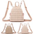 thumbnail image 2 of Womens Straw Backpack Fashion Casual Faux Pearl Travel Backpack Small Backpack, 2 of 10