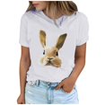 thumbnail image 2 of Tops de Cuello Alto para las Mujeres Amante Impreso Camiseta Cuello Redondo Manga Corta, Poliéster Spandex, 2 of 7
