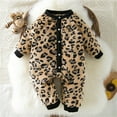 thumbnail image 2 of CUZIBR Baby Girls Boys Cartoon Leopard Print Jumpsuit Oneise Romper Winter Warm Clothes Boho Dailywear For Toddler, 2 of 7