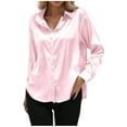 thumbnail image 3 of Horkkom Work Tops for Women Business Office Dress Shirts Long Sleeve Solid Color Silk Button Down Shirts XXL, 3 of 6