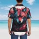 thumbnail image 4 of Balery Red Flame Wolf Head Camisas hawaianas de manga corta para hombre, camisas playeras de corte holgado, camisas de vacaciones con botones,3X-Large, 4 of 7