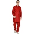thumbnail image 1 of Royal Kurta Men's Linen Pathani Suit Red, 1 of 1