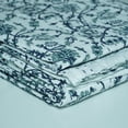 thumbnail image 3 of Blue Green Floral Indian Kantha Quilt Handmade Cotton Bedspread | Vine Block Print Lightweight Blanket, 3 of 10