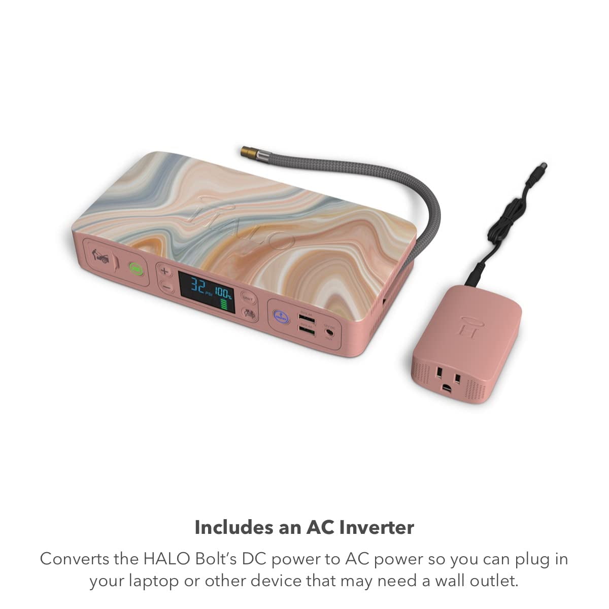 HALO Bolt Air +, Portable Vehicle Jump Starter with Air Compressor