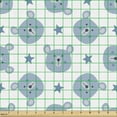 thumbnail image 2 of Ambesonne Cartoon Fabric by the Yard Upholstery, Bear Heads and Star Shapes, 5 Yards, Pale Slate Blue, 2 of 5