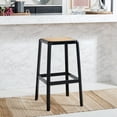 thumbnail image 4 of SAFAVIEH Silus Square Backless Bar Stool, Black/Natural, 4 of 10
