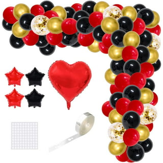 Birthday Decorations for Women Red Black and Gold High Heels Backdrop  Balloon Arch Kit Red and Black for 30th 40th 50th 60th