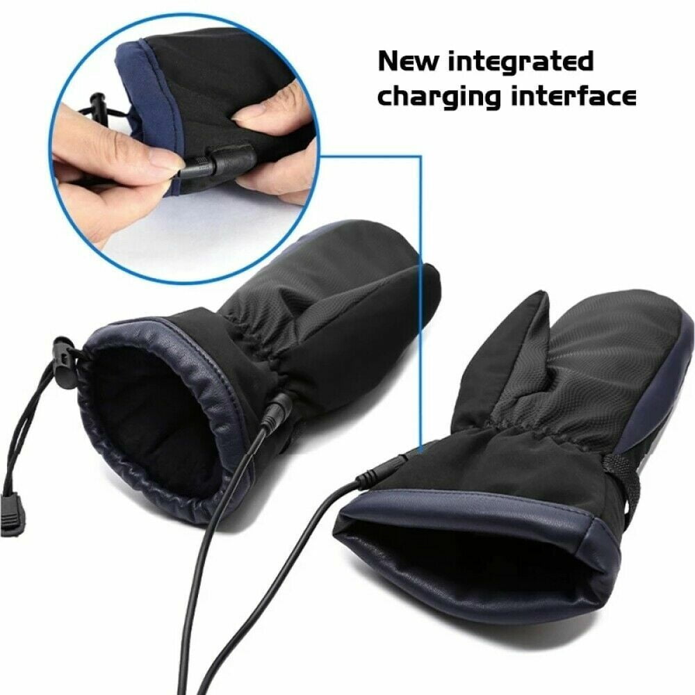 Heated Mittens Gloves for Men Women,USB Powered Heating Gloves with 3 Temperature Levels Outdoor Windproof Fleece Lined Hand Warm Gloves for Ski Snowboarding Fishing