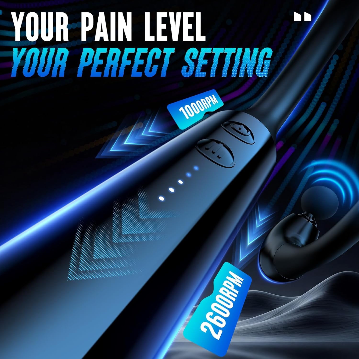 Deep Tissue Massage Gun with Extension Handle 10mm Percussion Muscle Massager for Neck Shoulders Back Legs Portable Pain Relief Device
