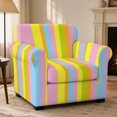 thumbnail image 2 of Chririnla 2 Piece Chair Covers Armchair Slipcovers for Living Room, Pastel Vertical Stripe High Stretch Chair Sofa Cover with Individual Cushion Cover Washable Furniture Cover for Pet and Home Decor, 2 of 8