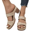 thumbnail image 4 of Hopeusnice High Heels Shoes for Women Open Toe Breathable Non-Slip Thick-Soled High Heel Trendy Women's High Heels Shoes PU Materials Summer Shoes Soft Elegant Shoes Beige 40, 4 of 5
