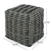 thumbnail image 5 of Haji Boho Fabric Cube Pouf, Blue, Teal and Natural, 5 of 5