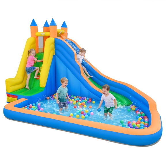 Costway Inflatable Water Slide Mighty Bounce House Castle Splash Pool without Blower