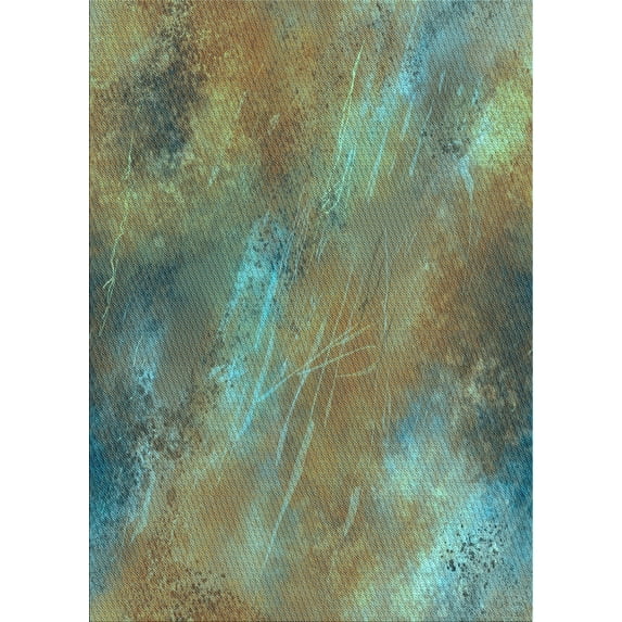 Ahgly Company Machine Washable Indoor Rectangle Transitional Green Area Rugs, 5' x 7'