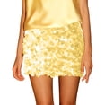 thumbnail image 4 of YueHuiYing Women's Sparkly Sequin Mini Skirt Low Rise Glitter Rave Micro Skirt with Shorts Underneath, 4 of 6