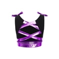thumbnail image 4 of Haitryli Kids Girls Metallic Sports Tank Tops Sleeveless Rhinestone Dance Crop Top Jazz Hip Hop Ballet Vest Purple 6, 4 of 5