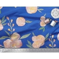 thumbnail image 3 of Soimoi Blue polyester Crepe Fabric Leaves & Peach Floral Watercolor Print Fabric by The Yard 52 Inch Wide, 3 of 3