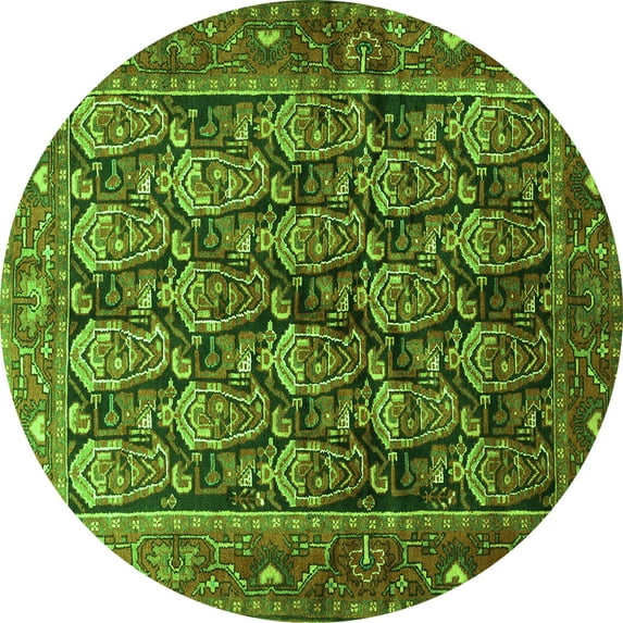 Ahgly Company Indoor Round Persian Green Traditional Area Rugs, 7' Round