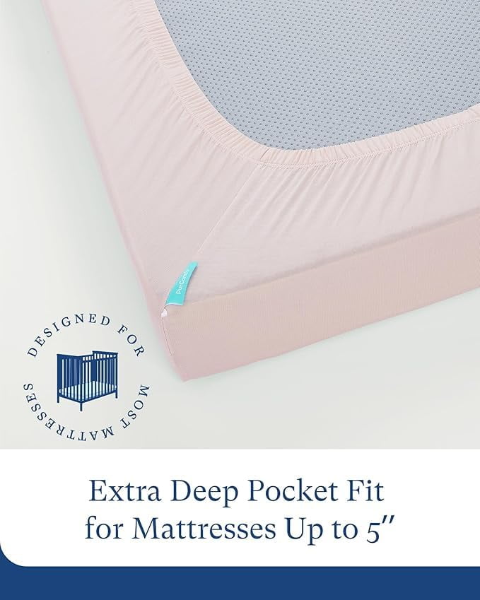 Supersoft Pack and Play Sheets Fitted, Premium Bamboo Viscose Mini Crib Sheets, Pack N Play Mattress Sheets, Playard Baby Sheets Neutral for Boys Girls, 5'' Deep Pocket 2-Pack (Mini Crib Sheets)