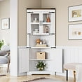 thumbnail image 3 of Towallmark Farmhouse Corner Cabinet, Tall Corner Storage Cabinet with Glass Door & Adjustable Shelves, Bathroom Cabinet with Storage for Living Room, Kitchen, Bathroom, White, 3 of 7