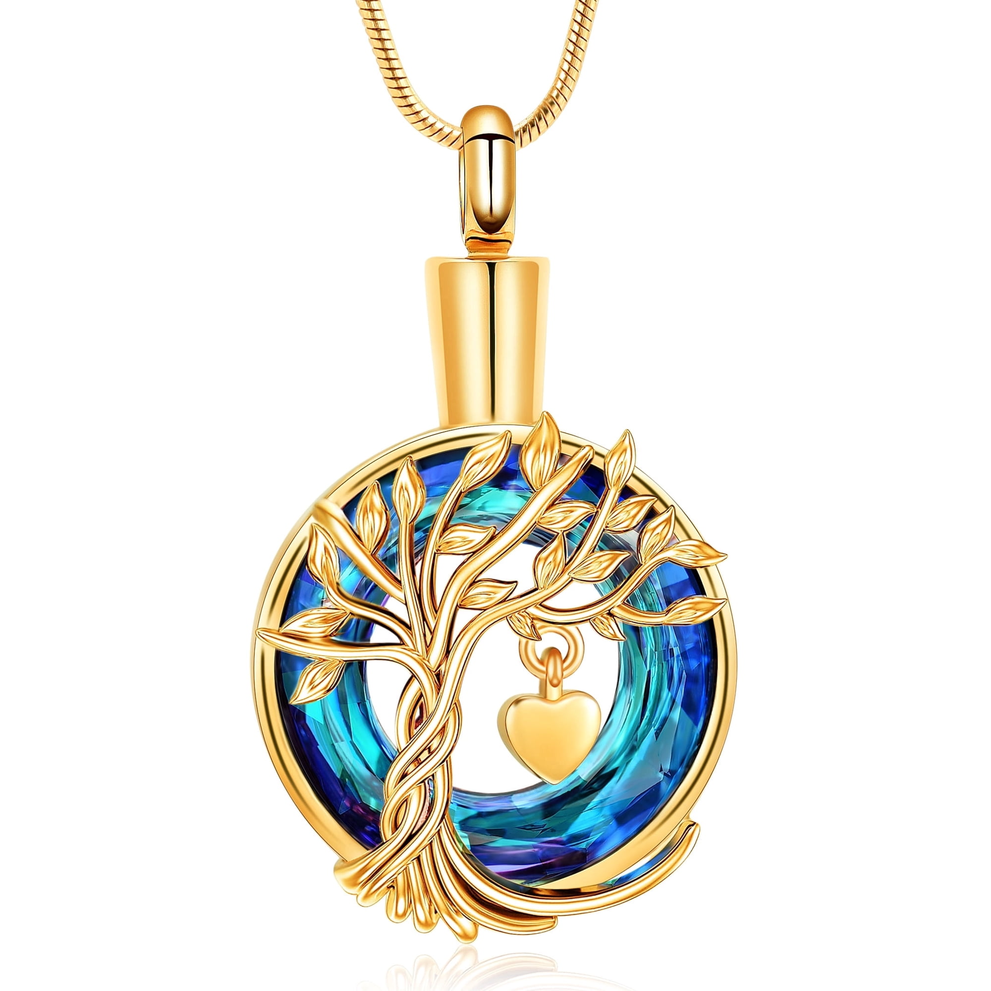 Tree of Life Cremation Jewelry for Ashes Circle Urn Necklace for Women Keepsake Pendant Memorial Lockets