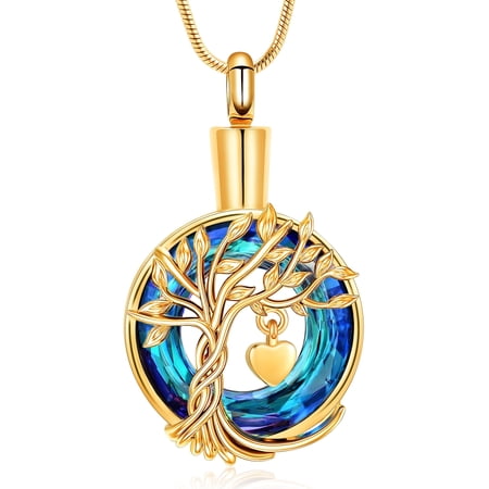 Tree of Life Cremation Jewelry for Ashes Circle Urn Necklace for Women Keepsake Pendant Memorial Lockets