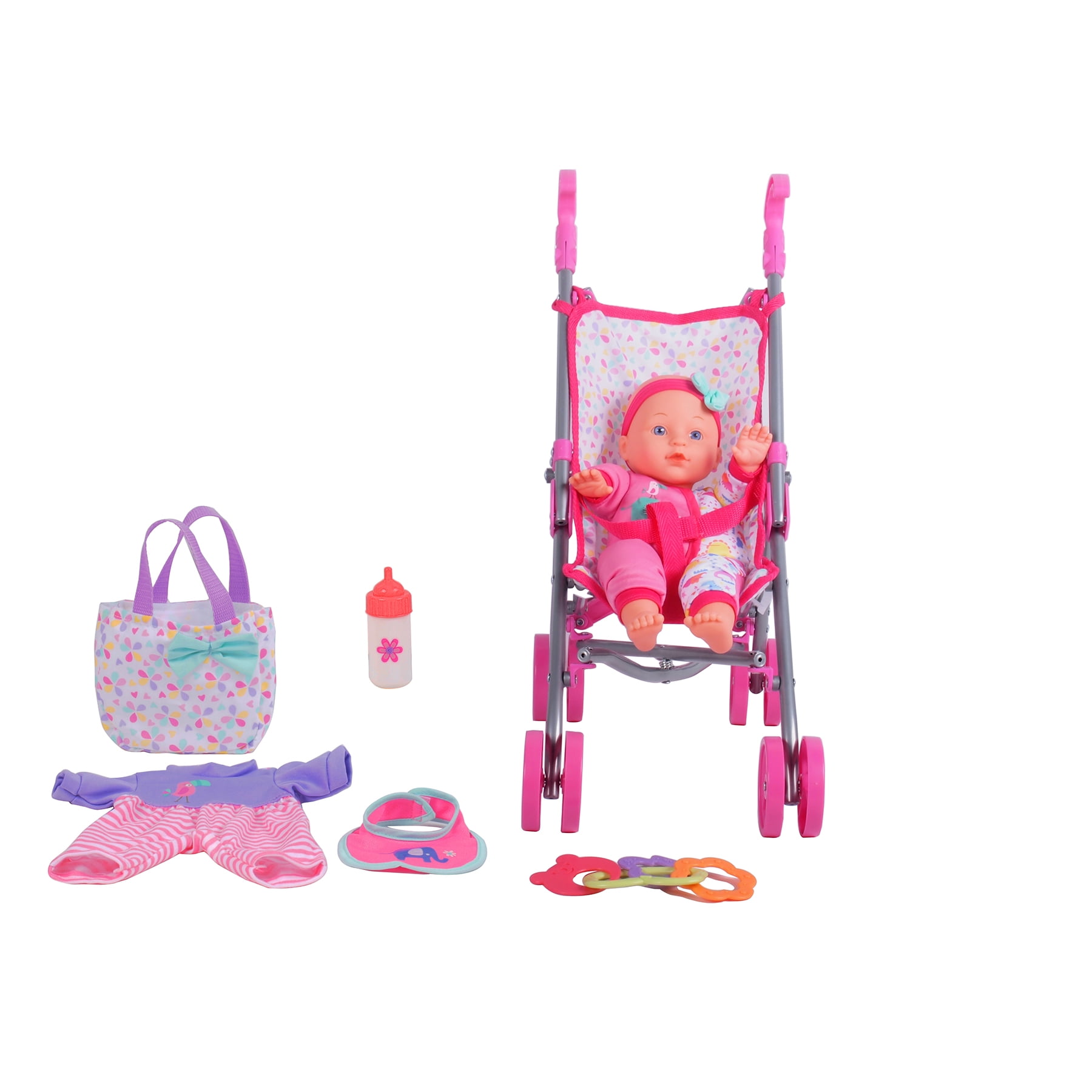 DREAM COLLECTION 12 Baby Doll Care Gift Set with Stroller