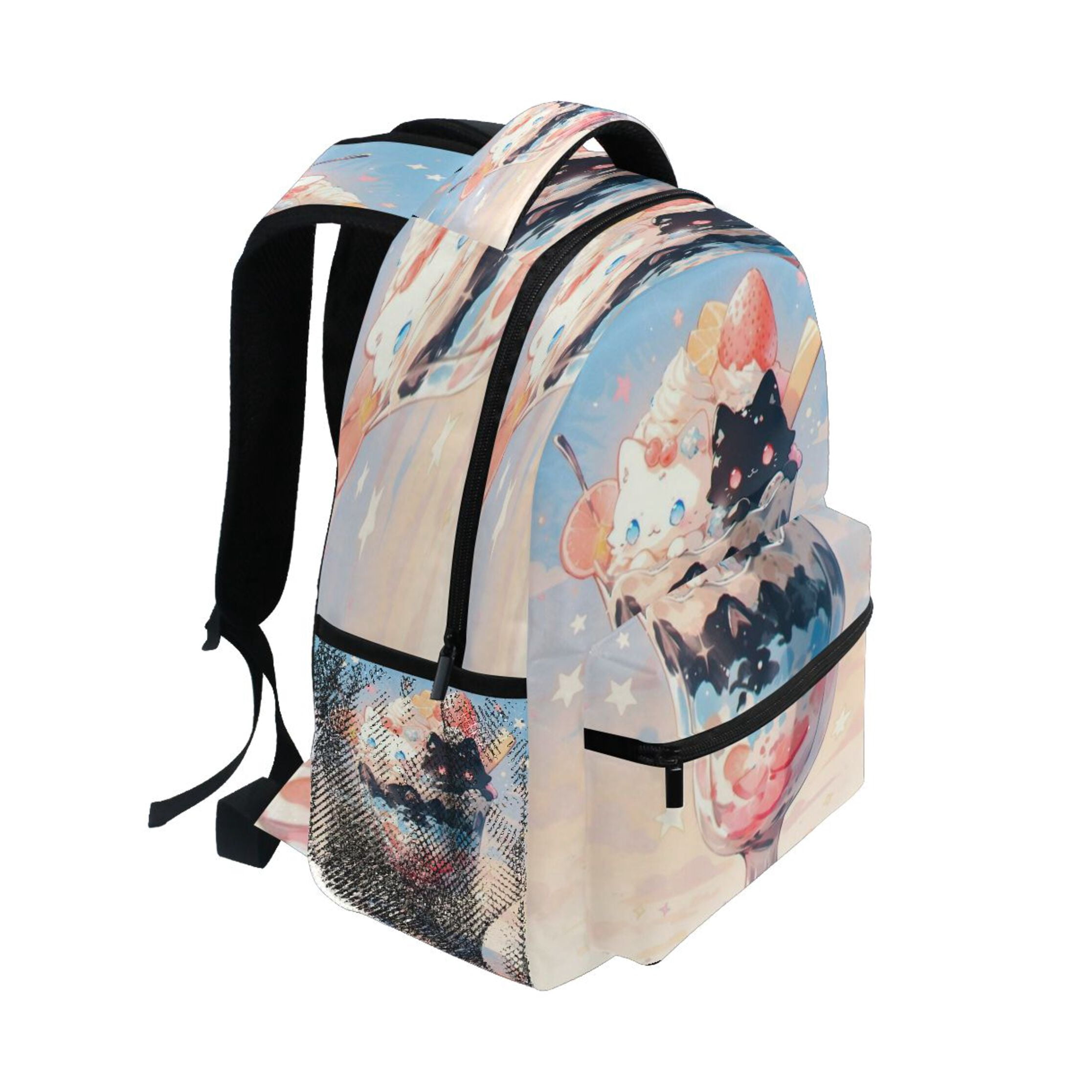 DIXRUYEE Backpack Schoolbag Cat Fruity Sundae Pattern 15L/18L 2-SIZE